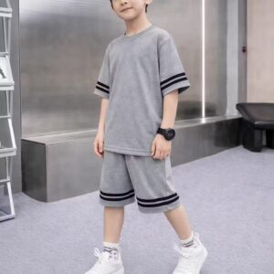 kids half grey round strip set